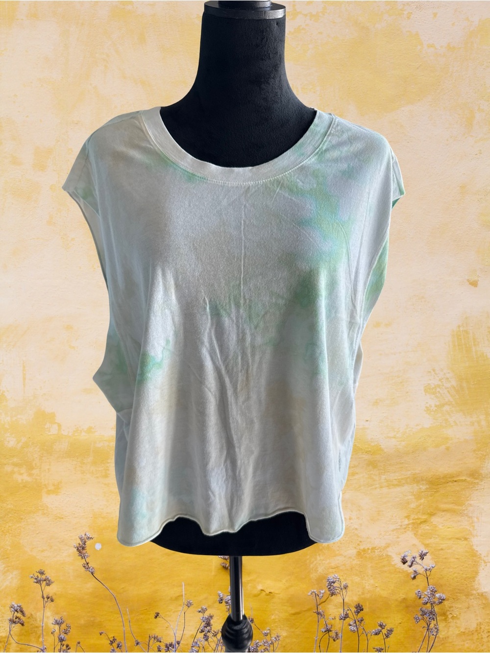 FP Movement by Free People Pale Green Tie-Dye Cap Sleeve Tank